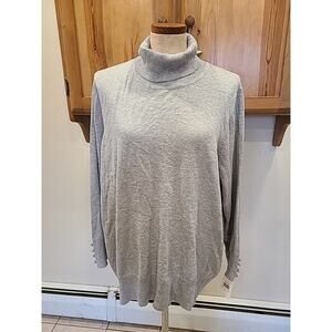 retrology 3x Gray sweater with button sleeves Turtleneck